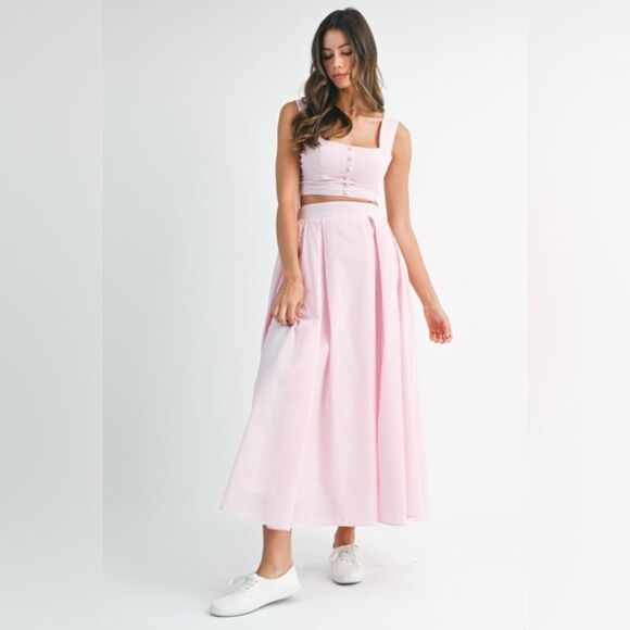 Elegant Pink Maxi Skirt Set - Picture 1 of 15